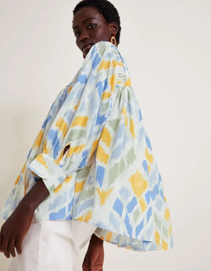 Monsoon Myla Print Pintuck Blouse Ivory Women Tops and Blouses Monsoon Myla Print Pintuck Blouse Ivory Women Tops and Blouses