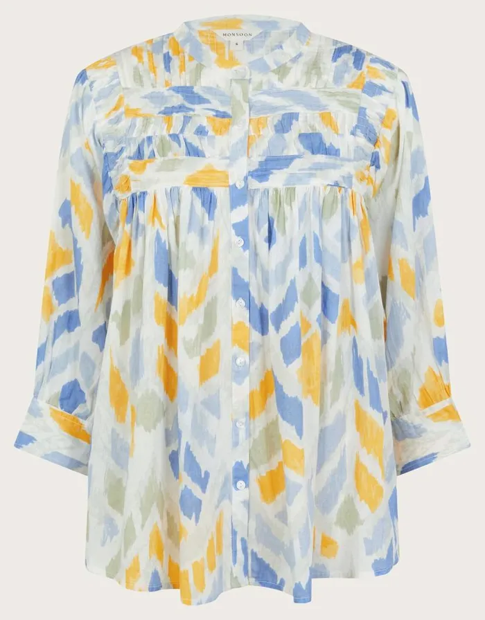 Monsoon Myla Print Pintuck Blouse Ivory Women Tops and Blouses Monsoon Myla Print Pintuck Blouse Ivory Women Tops and Blouses