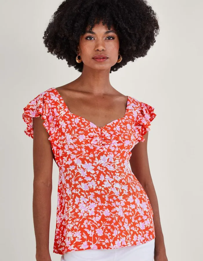 Monsoon Myra Tank Top In Sustainable Viscose Red Women Tops and Blouses
