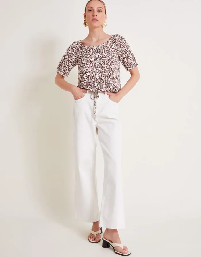 Monsoon Natalia Print Jersey Top Brown Women Tops and Blouses Monsoon Natalia Print Jersey Top Brown Women Tops and Blouses
