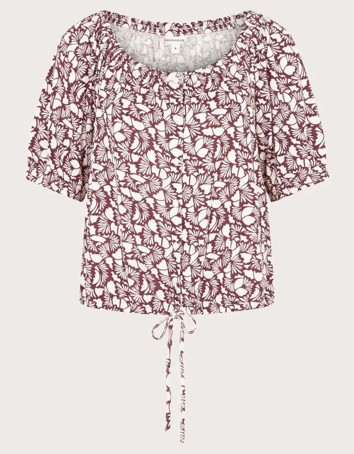Monsoon Natalia Print Jersey Top Brown Women Tops and Blouses Monsoon Natalia Print Jersey Top Brown Women Tops and Blouses