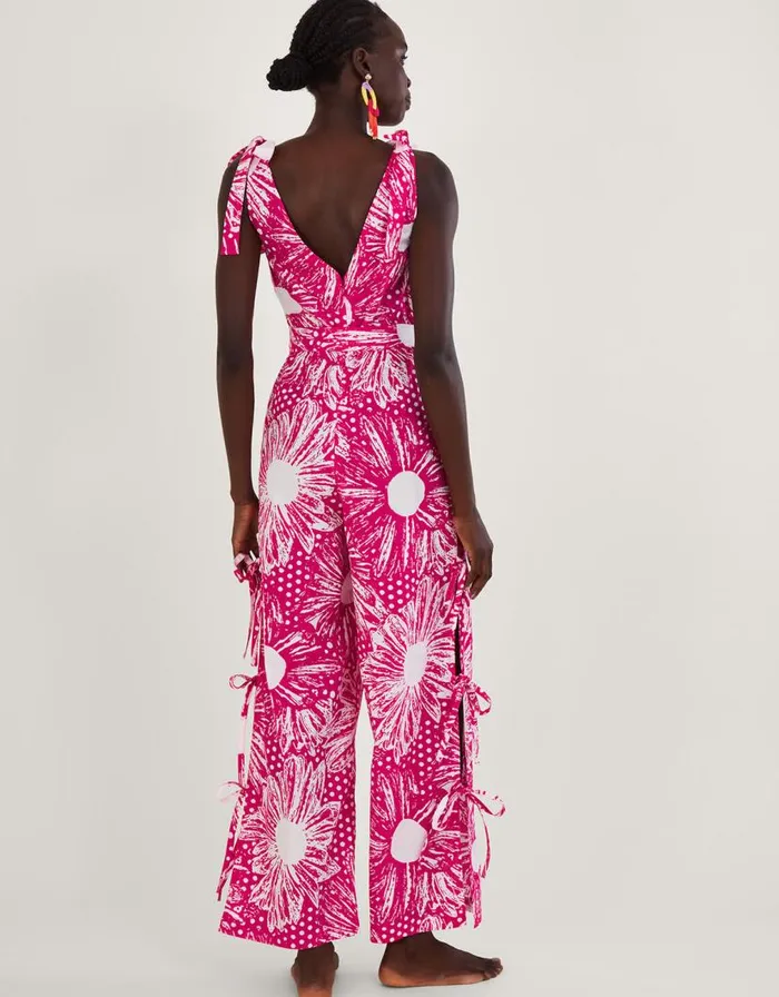 Monsoon Nava Mixed Print Tie Leg Jumpsuit Pink Women Jumpsuits Monsoon Nava Mixed Print Tie Leg Jumpsuit Pink Women Jumpsuits