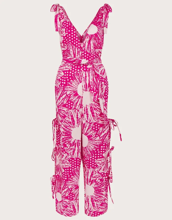 Monsoon Nava Mixed Print Tie Leg Jumpsuit Pink Women Jumpsuits Monsoon Nava Mixed Print Tie Leg Jumpsuit Pink Women Jumpsuits