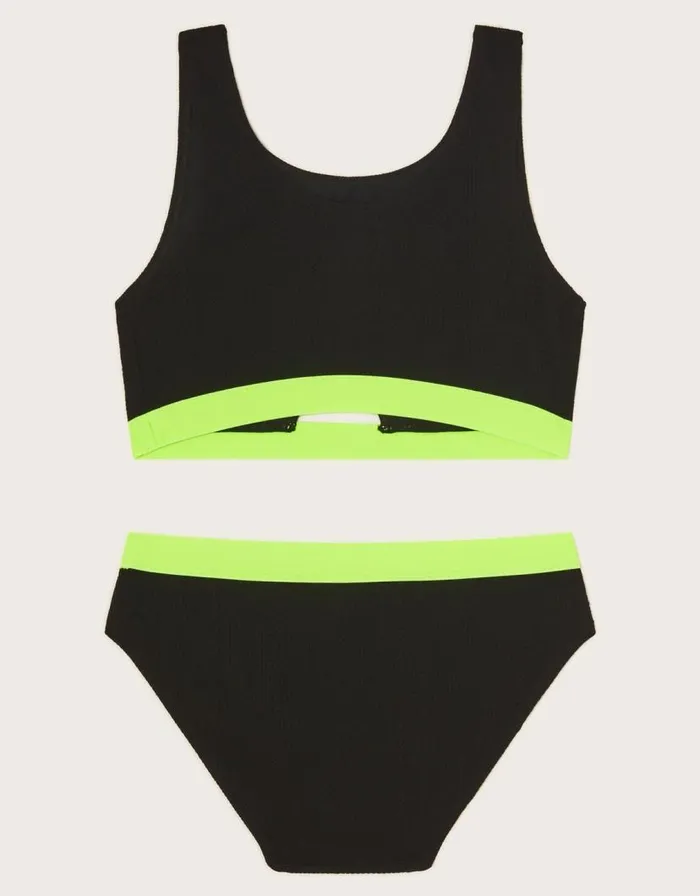 Monsoon Neon Trim Seersucker Bikini Set Black Children Beachwear and Swimwear Monsoon Neon Trim Seersucker Bikini Set Black Children Beachwear and Swimwear