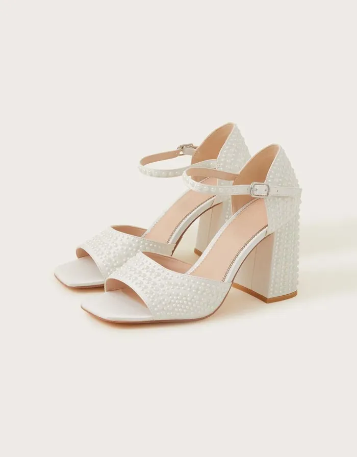 Monsoon Pearl Bridal Heel Sandals Ivory Women Wedding Shoes