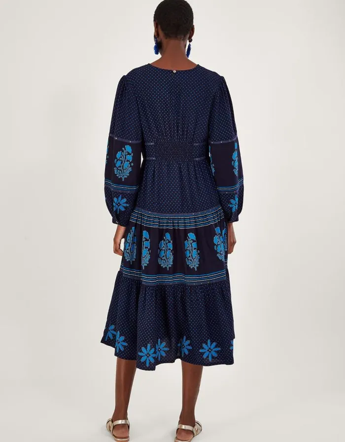 Monsoon Petal Embellished Print Maxi Dress Blue Women Casualwear Monsoon Petal Embellished Print Maxi Dress Blue Women Casualwear