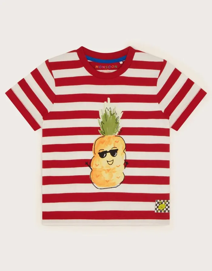 Monsoon Pineapple Stripe TShirt Red Children Casualwear Collection