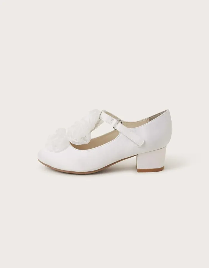 Monsoon Rosette Organza Flower Heels Ivory Children Partywear Monsoon Rosette Organza Flower Heels Ivory Children Partywear