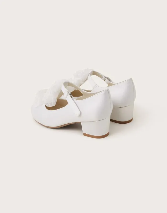 Monsoon Rosette Organza Flower Heels Ivory Children Partywear Monsoon Rosette Organza Flower Heels Ivory Children Partywear