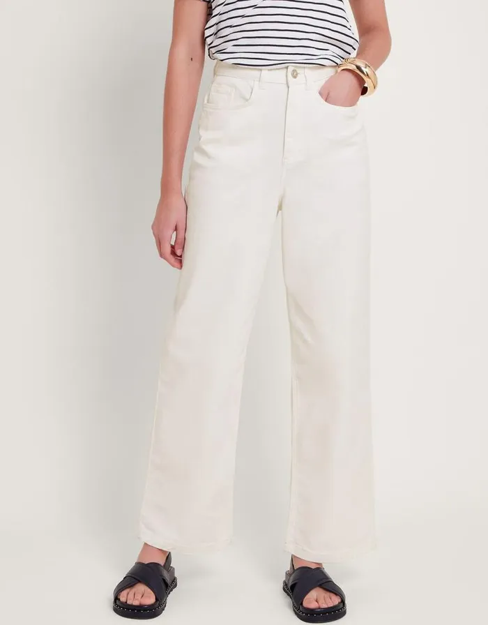 Monsoon Ruby Wide Leg Jeans Natural Women Trousers and Jeans Monsoon Ruby Wide Leg Jeans Natural Women Trousers and Jeans
