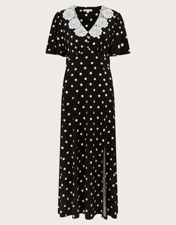 Monsoon Sally Spot Maxi Dress Black Women Maxi Dresses Monsoon Sally Spot Maxi Dress Black Women Maxi Dresses