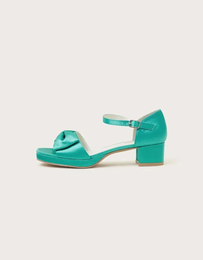 Monsoon Satin Platform Sandals Green Children Partywear Monsoon Satin Platform Sandals Green Children Partywear