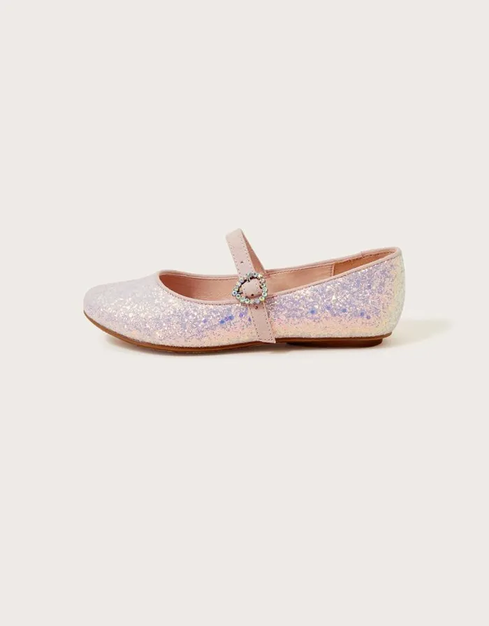Monsoon Sparkle Ballerina Flats Pink Children Partywear Monsoon Sparkle Ballerina Flats Pink Children Partywear