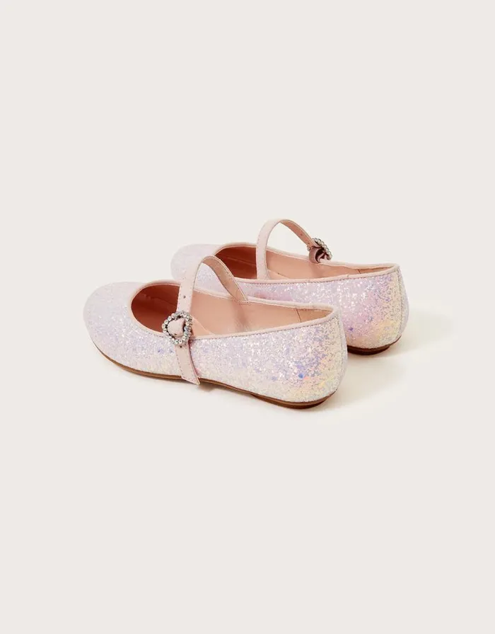 Monsoon Sparkle Ballerina Flats Pink Children Partywear Monsoon Sparkle Ballerina Flats Pink Children Partywear