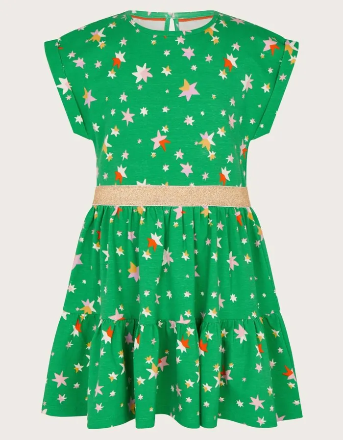 Monsoon Stacey Star Dress Green Children Casualwear Collection