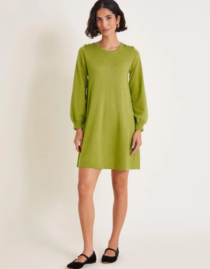 Monsoon Susie Swing Dress Green Women Knitwear