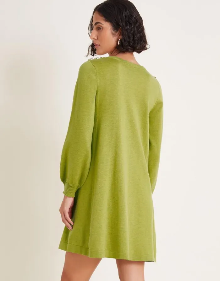 Monsoon Susie Swing Dress Green Women Knitwear Monsoon Susie Swing Dress Green Women Knitwear