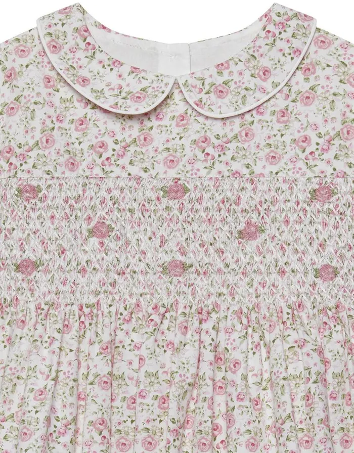 Monsoon Trotters Rose Print Smock Dress Pink Children Dresses Monsoon Trotters Rose Print Smock Dress Pink Children Dresses