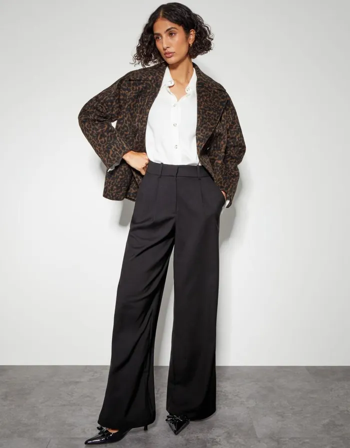 Monsoon Wendy Wide Leg Trousers Black Women Trousers and Jeans