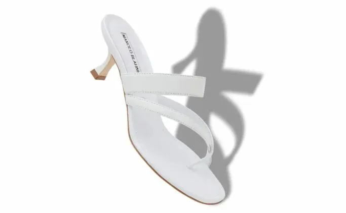 Mules Women Manolo Blahnik SUSAWhite Nappa Leather Crossover Strappy Mules