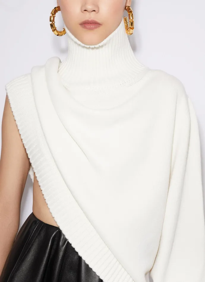 Natural ASYMMETRICAL CAPE JUMPER IN CASHMERE Women Alaa Jumpers and Cardigans