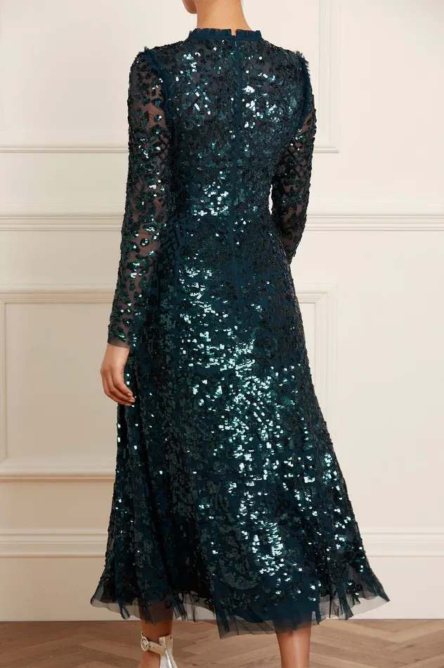 Needle and Thread Aurelia Long Sleeve Ballerina Dress Green Women Exclusives