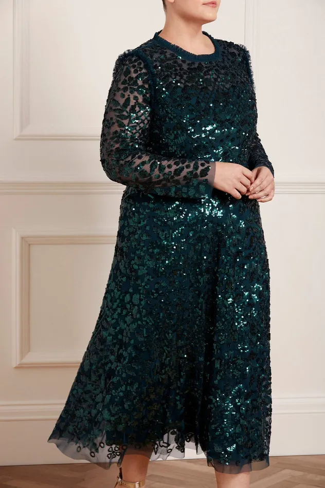 Needle and Thread Aurelia Long Sleeve Ballerina Dress Green Women Exclusives