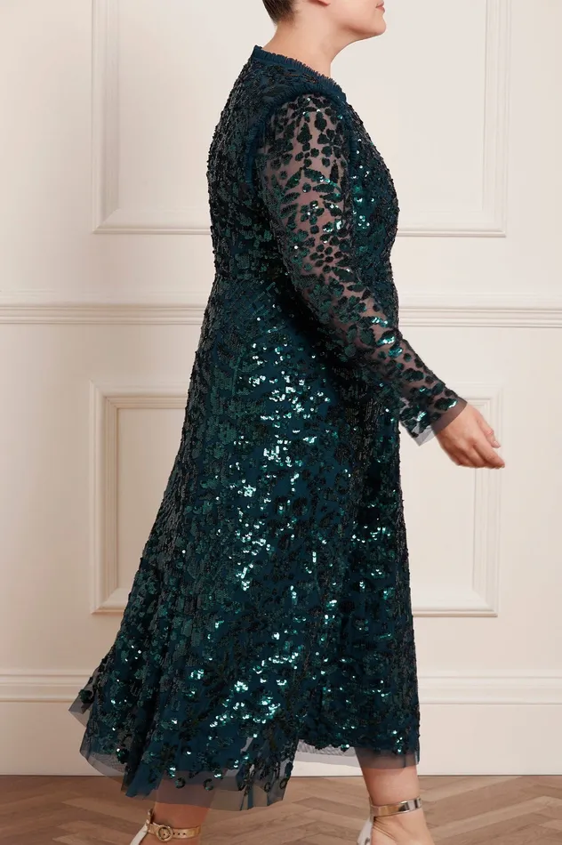 Needle and Thread Aurelia Long Sleeve Ballerina Dress Green Women Exclusives