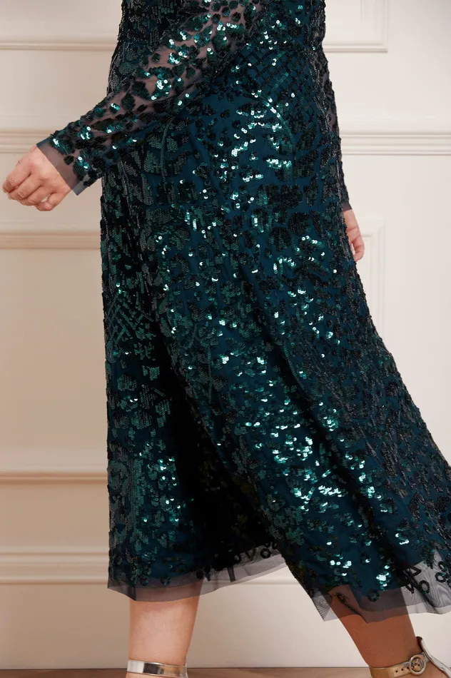 Needle and Thread Aurelia Long Sleeve Ballerina Dress Green Women Exclusives