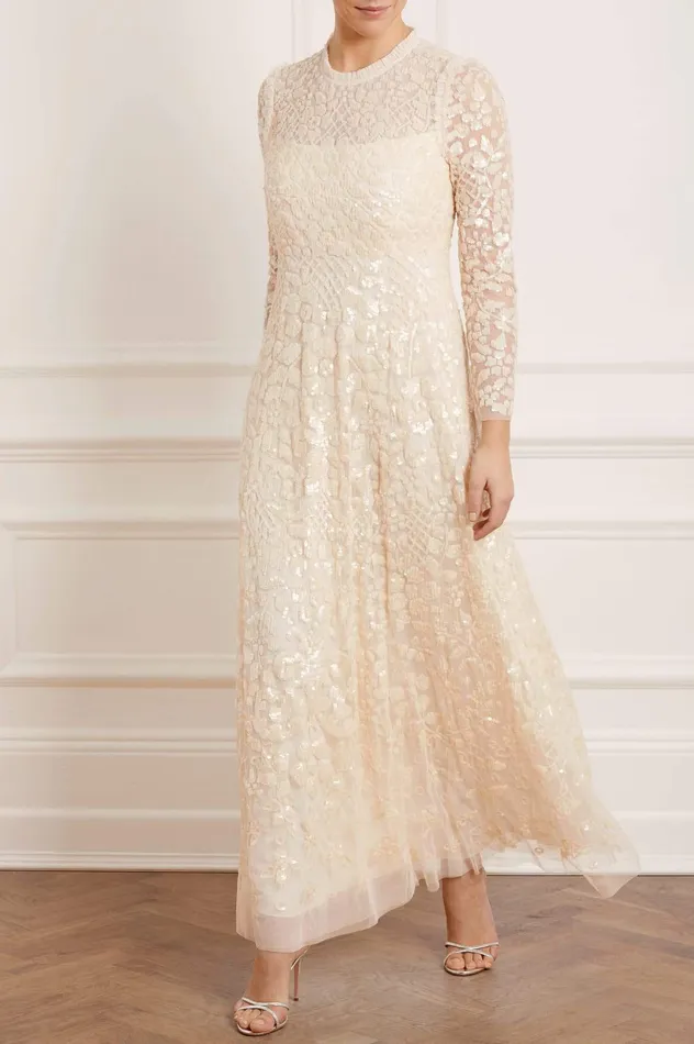 Needle and Thread Aurelia Long Sleeve Gown Champagne Women Embellished Dresses Needle and Thread Aurelia Long Sleeve Gown Champagne Women Embellished Dresses