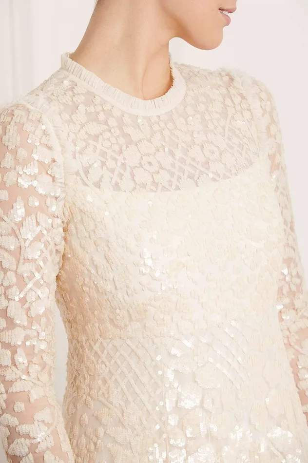 Needle and Thread Aurelia Long Sleeve Gown Champagne Women Embellished Dresses