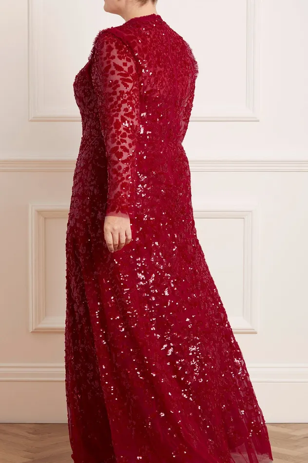 Needle and Thread Aurelia Long Sleeve Gown Red Women Exclusives