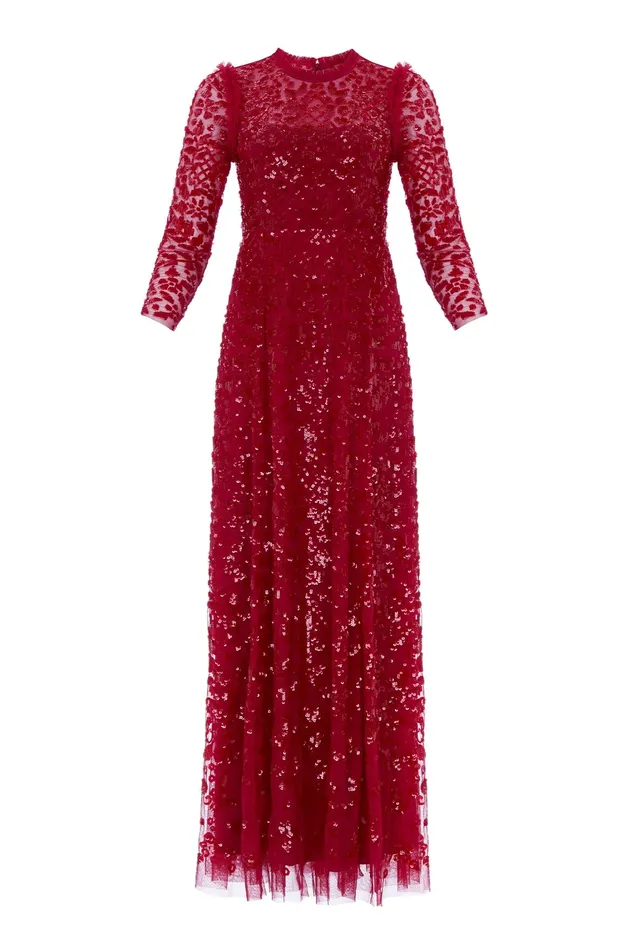 Needle and Thread Aurelia Long Sleeve Gown Red Women Exclusives