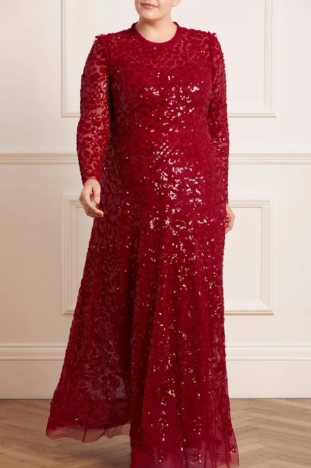 Needle and Thread Aurelia Long Sleeve Gown Red Women Exclusives
