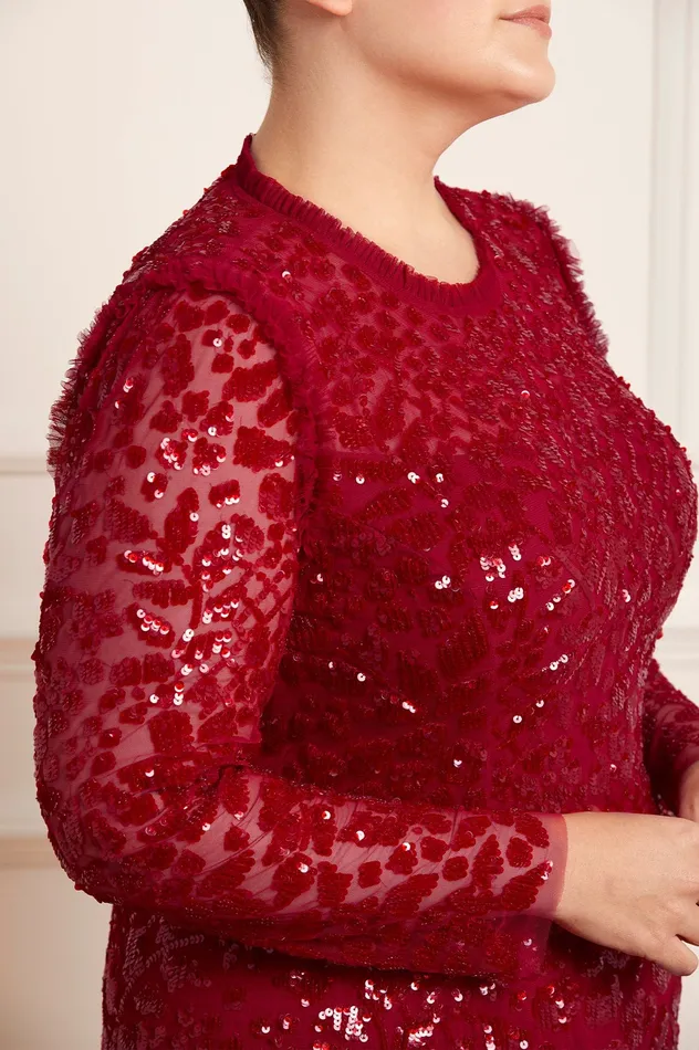 Needle and Thread Aurelia Long Sleeve Gown Red Women Exclusives