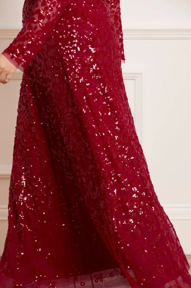 Needle and Thread Aurelia Long Sleeve Gown Red Women Exclusives