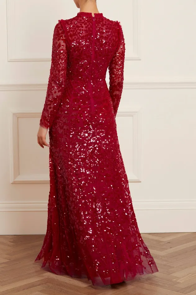 Needle and Thread Aurelia Long Sleeve Gown Red Women Exclusives