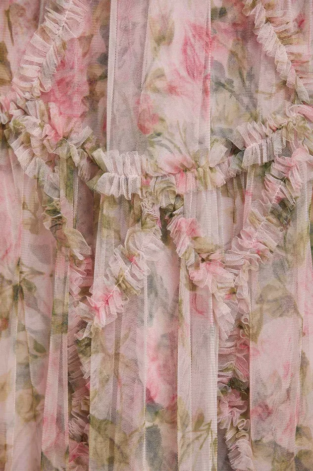 Needle and Thread English Rose Diamond Ruffle Gown Pink Women Printed Dresses