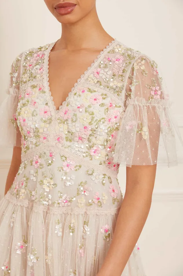 Needle and Thread Freesia Ditsy Micro Mini Dress Champagne Women Embellished Dresses Needle and Thread Freesia Ditsy Micro Mini Dress Champagne Women Embellished Dresses