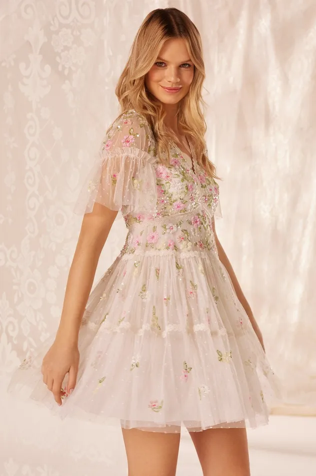 Needle and Thread Freesia Ditsy Micro Mini Dress Champagne Women Embellished Dresses Needle and Thread Freesia Ditsy Micro Mini Dress Champagne Women Embellished Dresses