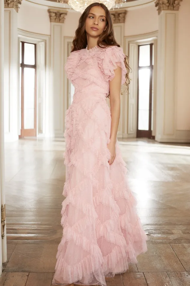 Needle and Thread Genevieve Ruffle Gown Pink Women Exclusives