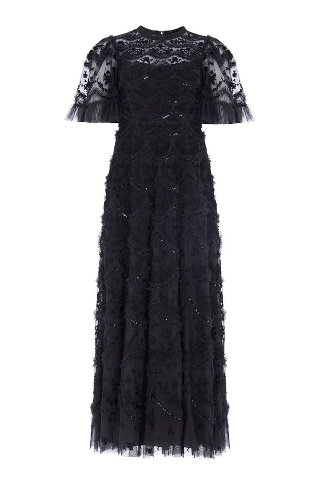 Needle and Thread Lily Bloom Ankle Gown Black Women Embellished Dresses