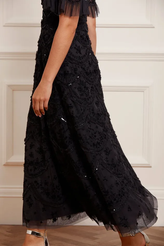 Needle and Thread Lily Bloom Ankle Gown Black Women Embellished Dresses