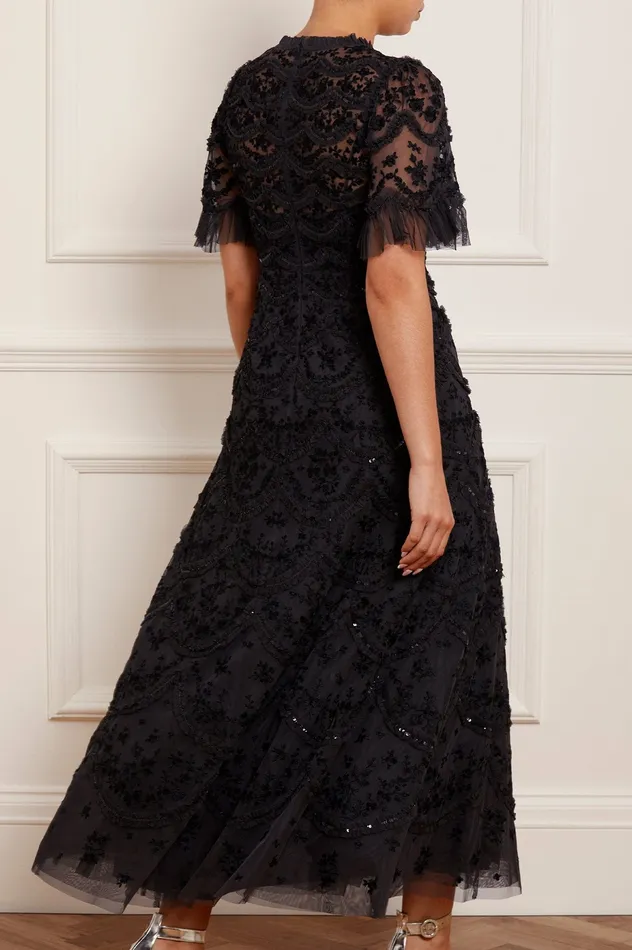 Needle and Thread Lily Bloom Ankle Gown Black Women Embellished Dresses