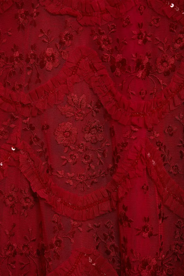 Needle and Thread Lily Bloom Ankle Gown Red Women Embroidered Dresses