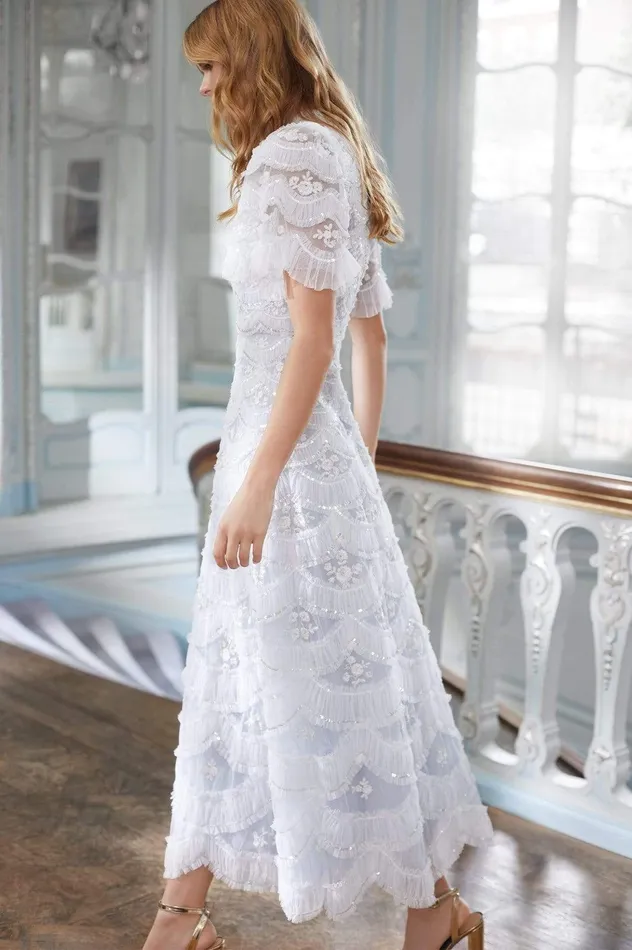 Needle and Thread Lunette Blossom Ankle Gown Blue Women Embellished Dresses