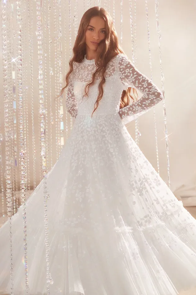 Needle and Thread Margot Ankle Gown White Women Embellished Dresses