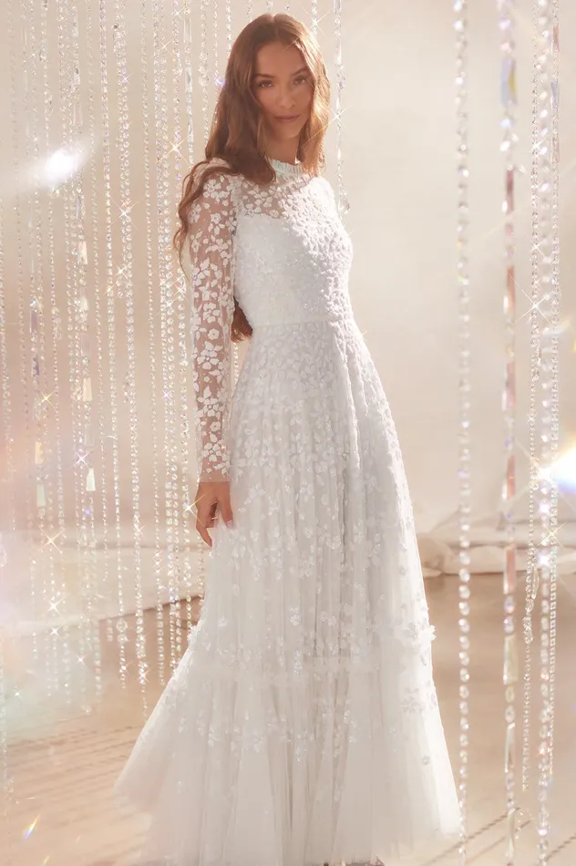 Needle and Thread Margot Ankle Gown White Women Embellished Dresses