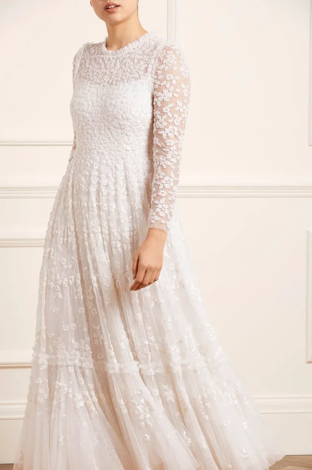 Needle and Thread Margot Ankle Gown White Women Embellished Dresses