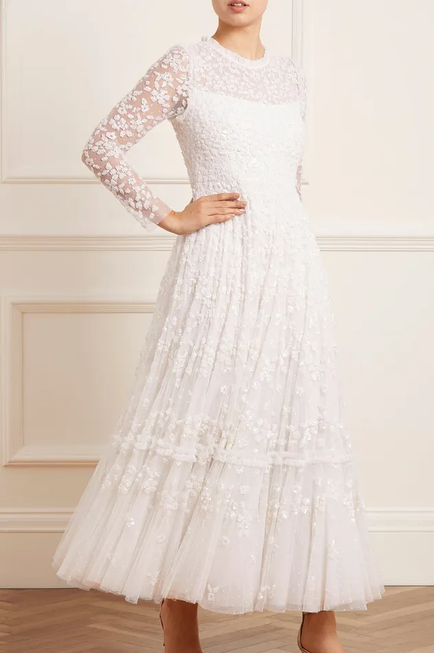 Needle and Thread Margot Ankle Gown White Women Embellished Dresses